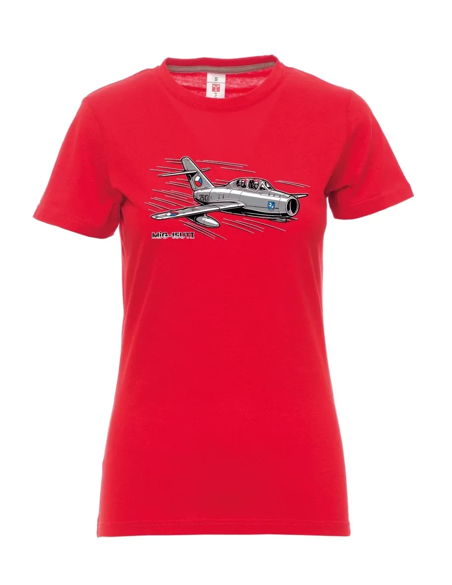 Rotes T-Shirt für Damen Flugzeug MiG-15UTI