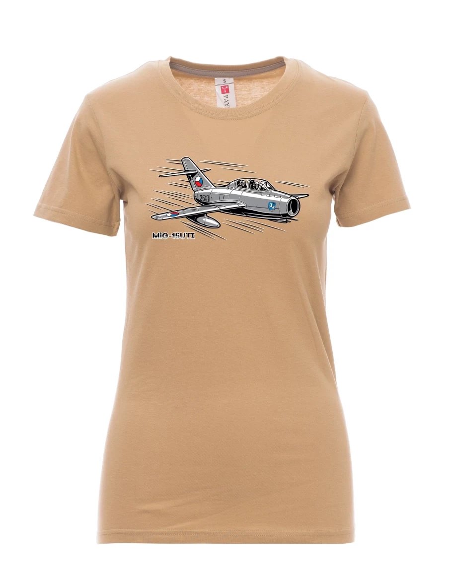 Braunes T-Shirt für Damen Flugzeug MiG-15UTI