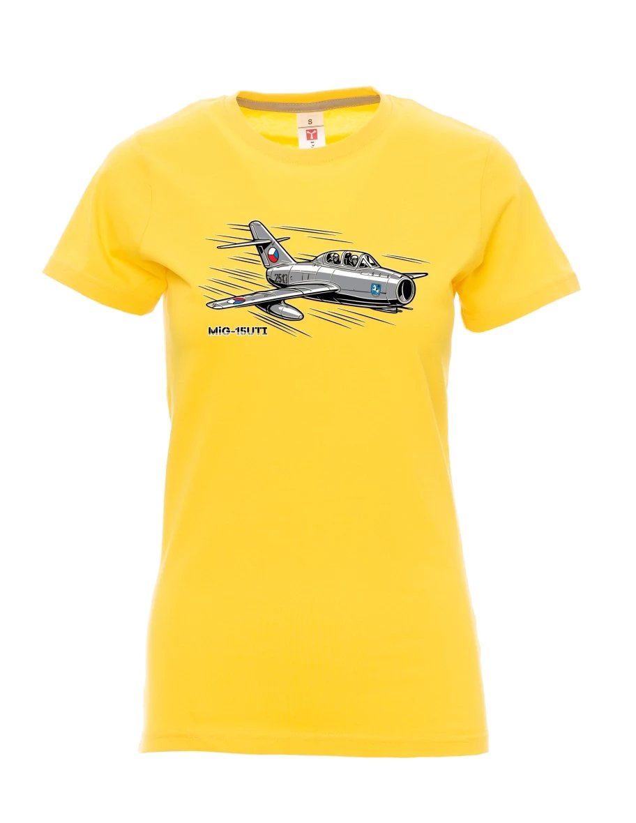 Gelbes T-Shirt für Damen Flugzeug MiG-15UTI