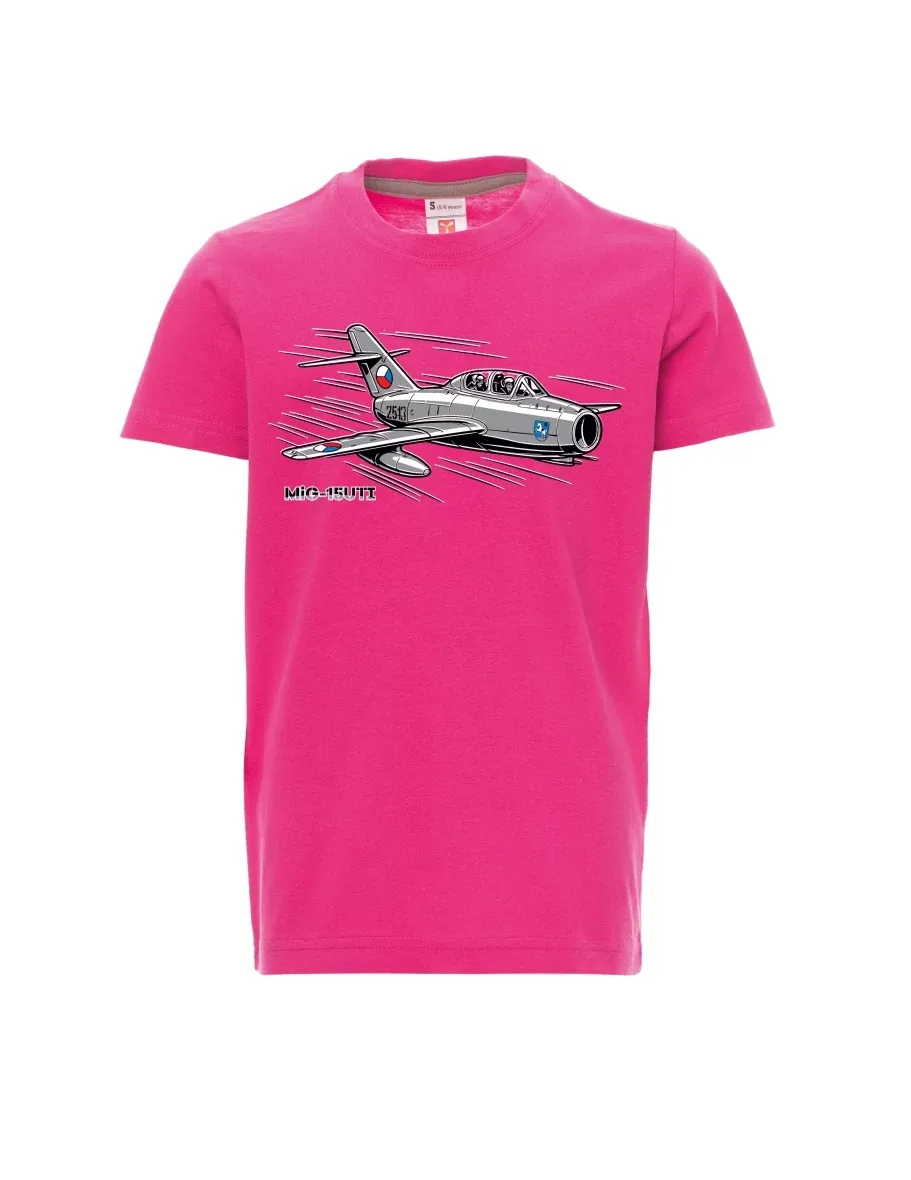 Rosa Kinder T-Shirt Flugzeug MiG-15UTI