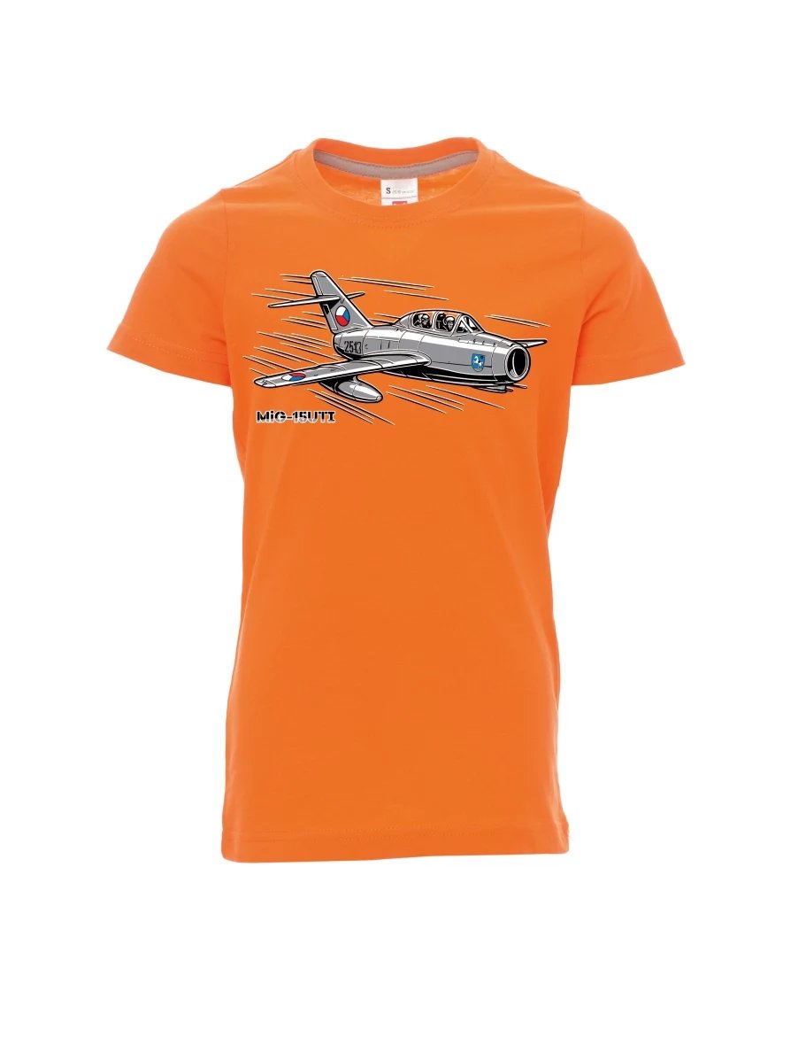 Orange Kinder T-Shirt Flugzeug MiG-15UTI