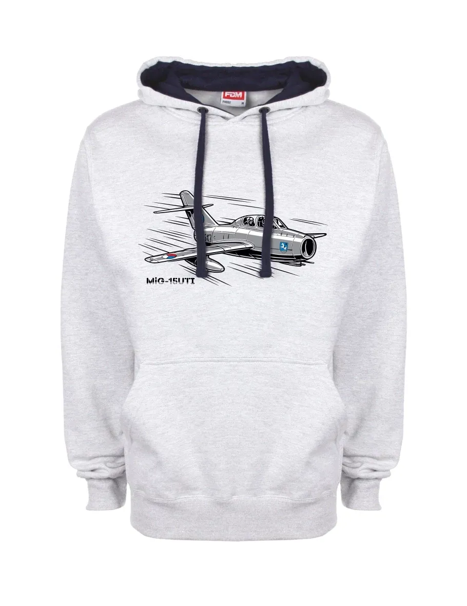 Blau-graues Sweatshirt Flugzeug MiG-15UTI