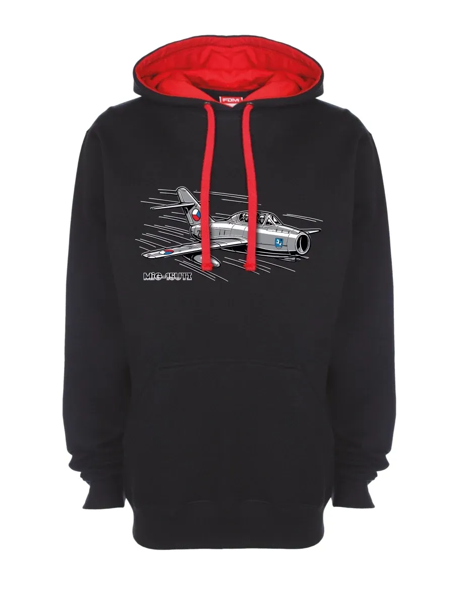Rot-schwarzes Sweatshirt Flugzeug MiG-15UTI