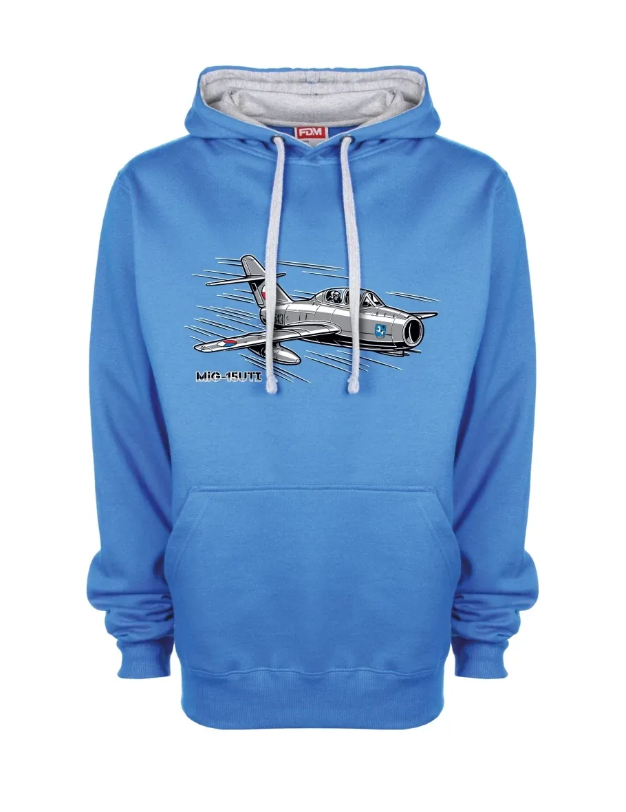 Grau-blaues Sweatshirt Flugzeug MiG-15UTI
