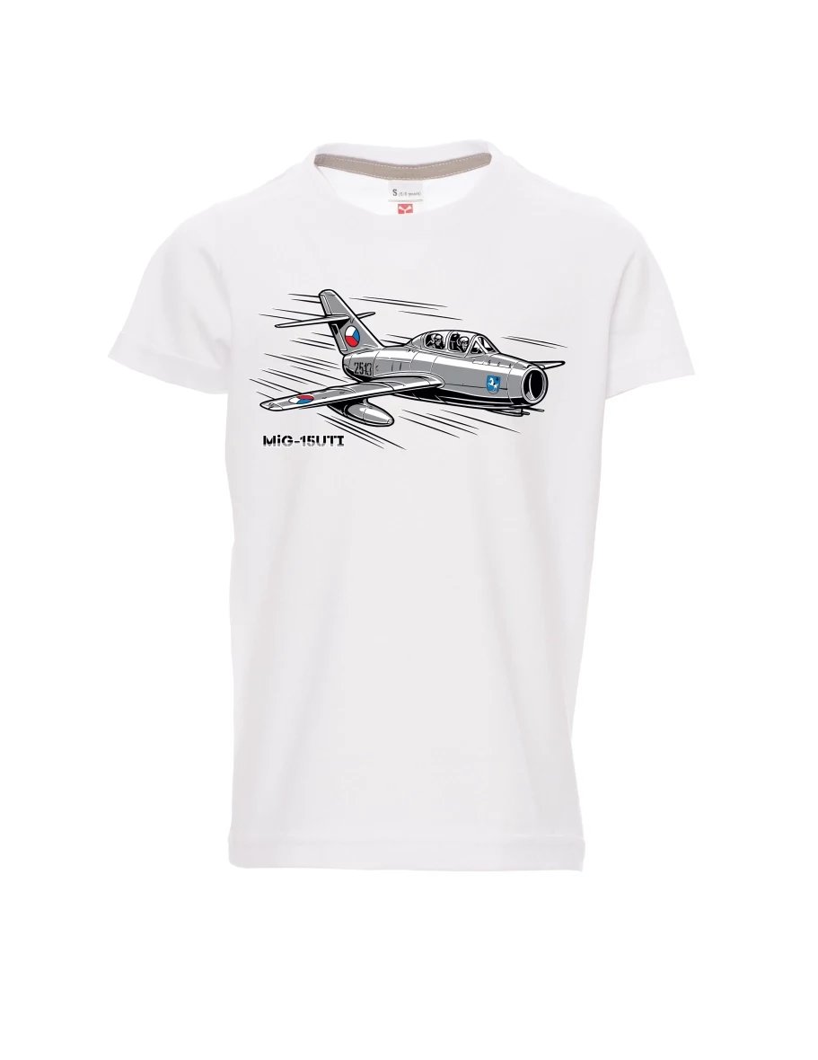 Weißes Kinder T-Shirt Flugzeug MiG-15UTI