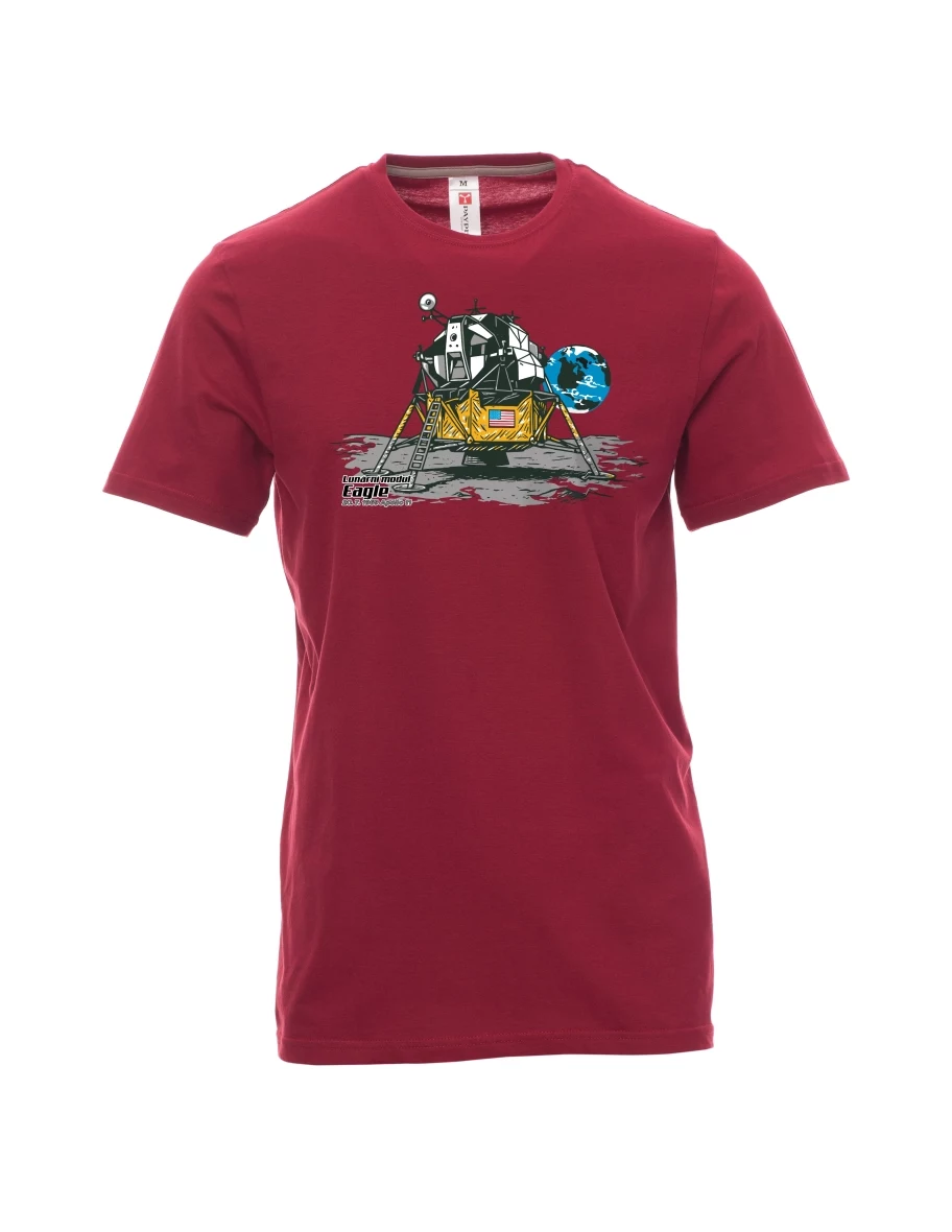 Dunkelrotes T-Shirt für Männer Mondmodul Eagle