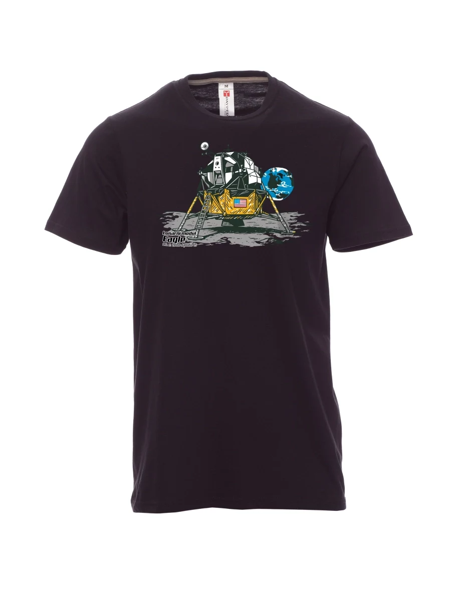 Schwarzes T-Shirt für Männer Mondmodul Eagle