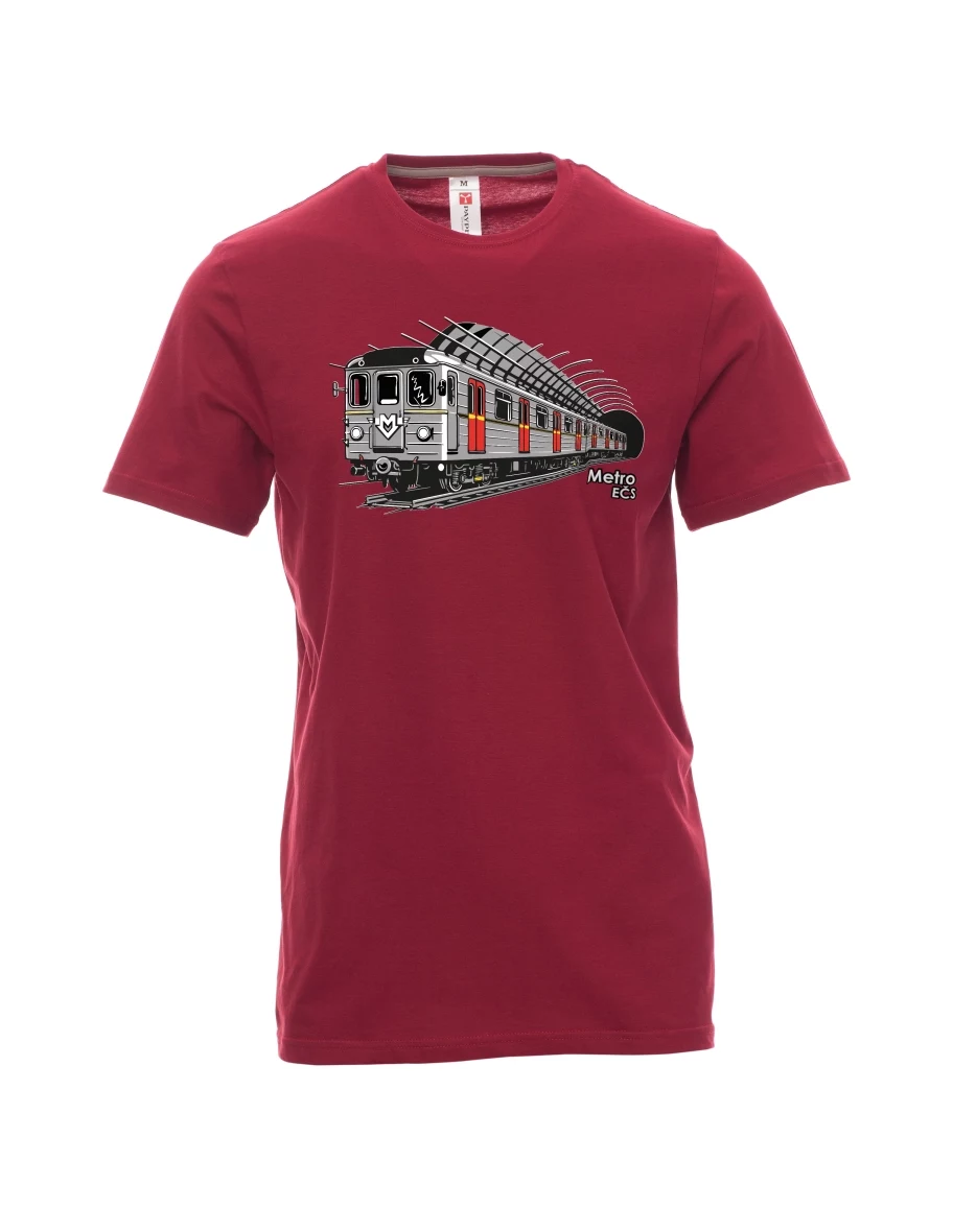 Dunkelrotes T-Shirt für Männer U-Bahn EČS