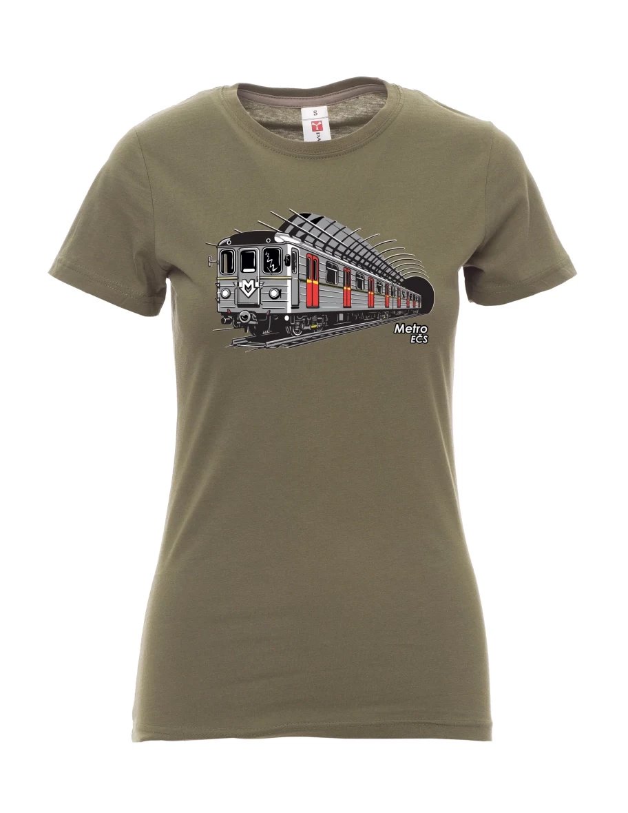 Khaki T-Shirt für Damen U-Bahn EČS