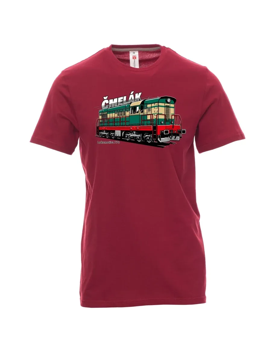 Dunkelrotes T-Shirt für Männer Lokomotive 770 „Čmelák“