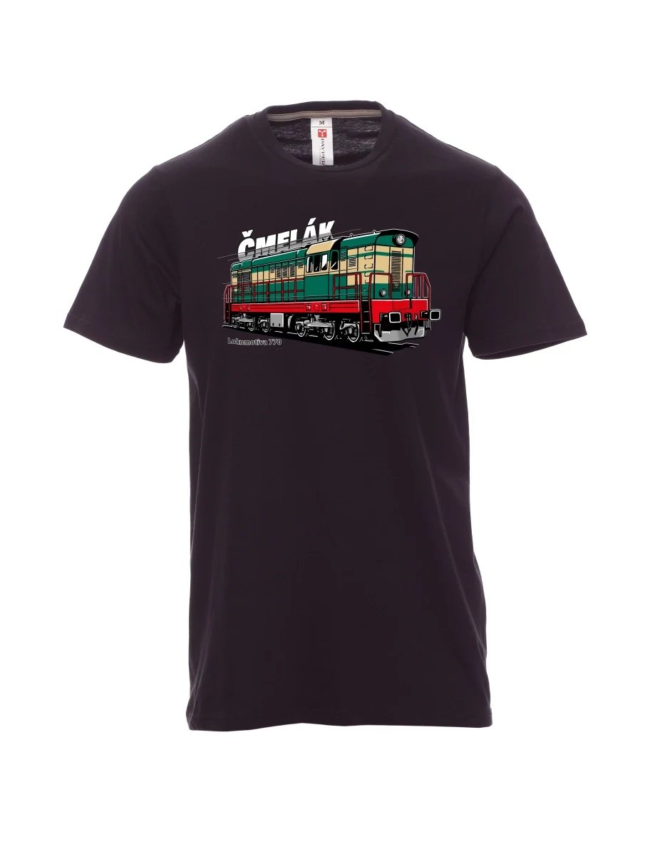 Schwarzes T-Shirt für Männer Lokomotive 770 „Čmelák“