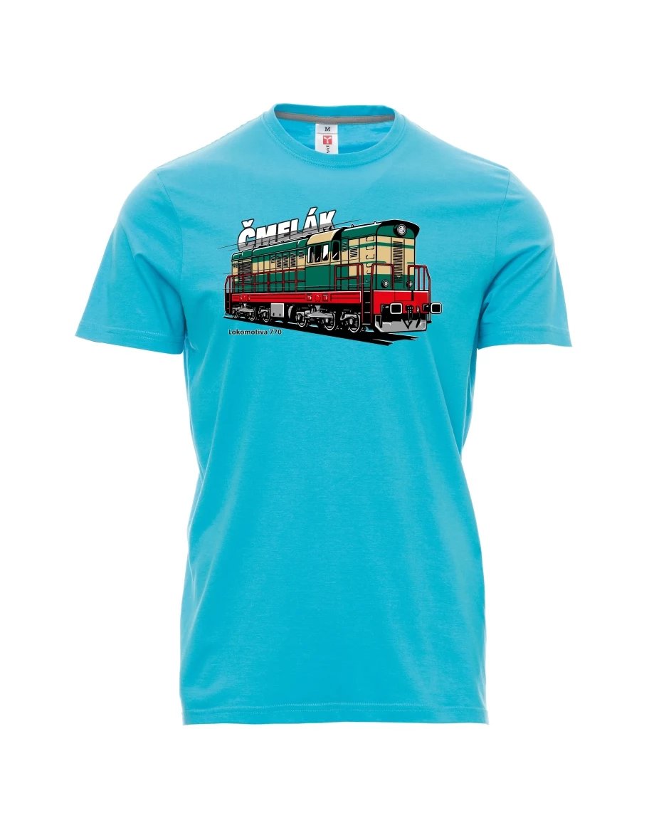 Atoll-blaues T-Shirt für Männer Lokomotive 770 „Čmelák“