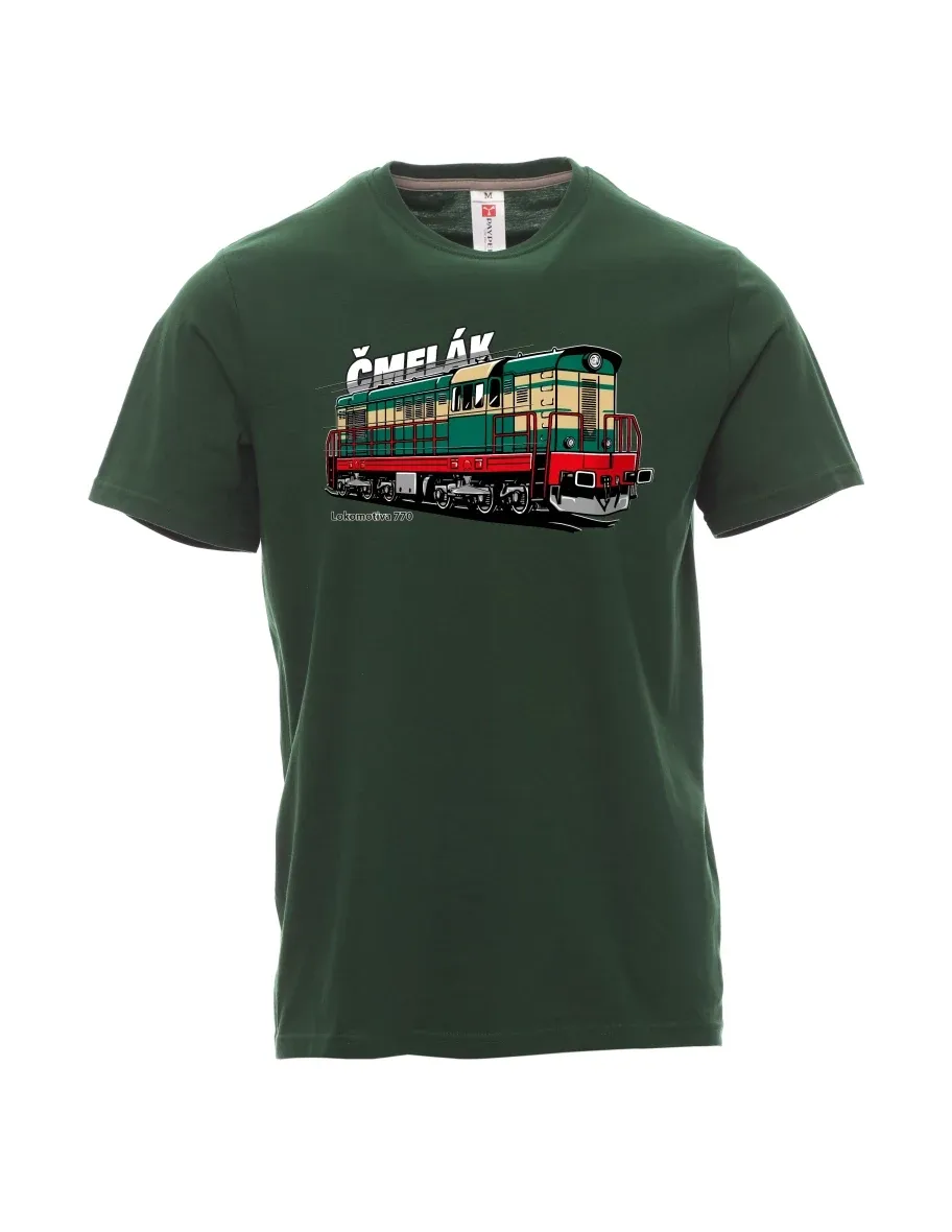 Dunkelgrün T-Shirt für Männer Lokomotive 770 „Čmelák“