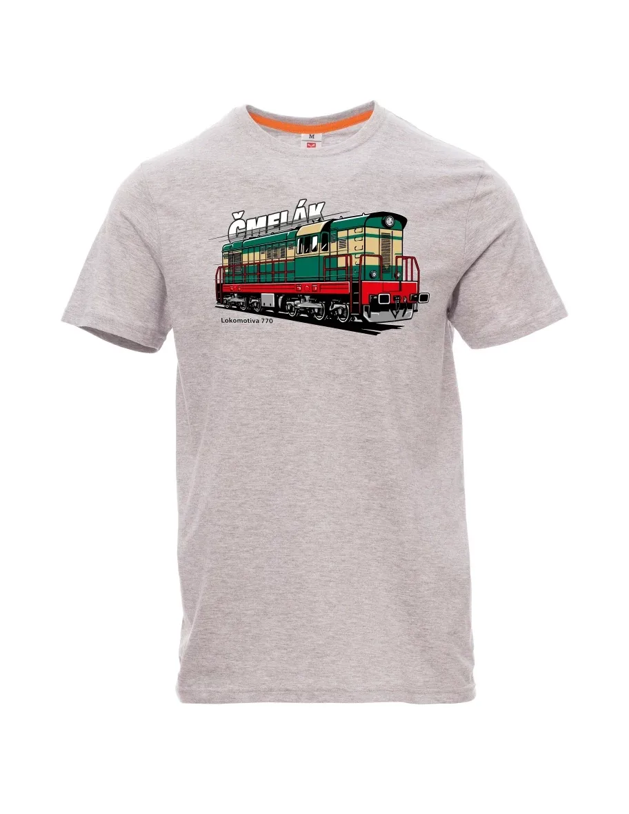 Grau melange T-Shirt für Männer Lokomotive 770 „Čmelák“