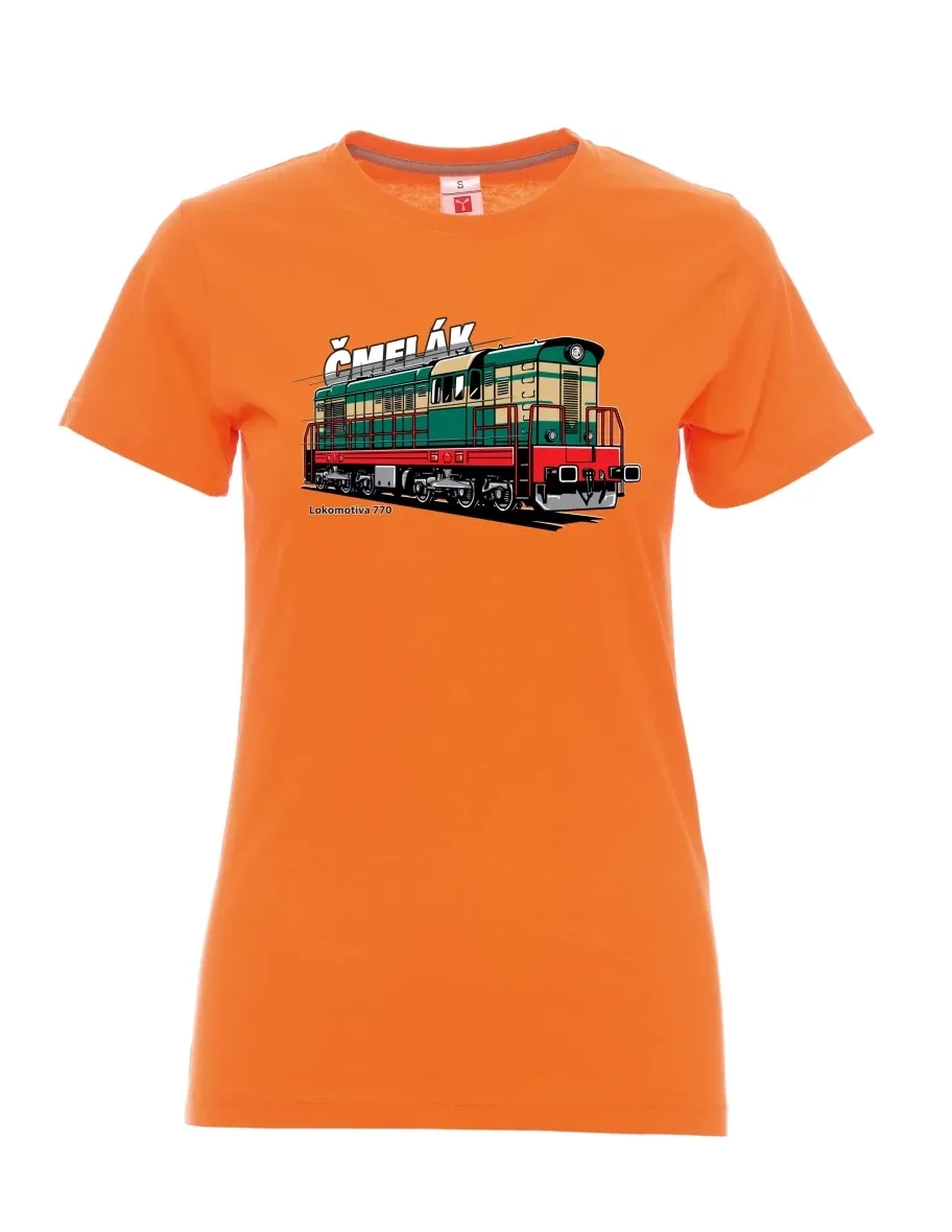 Orange T-Shirt für Damen Lokomotive 770 „Čmelák“