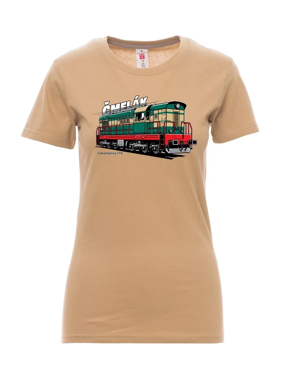 Braunes T-Shirt für Damen Lokomotive 770 „Čmelák“