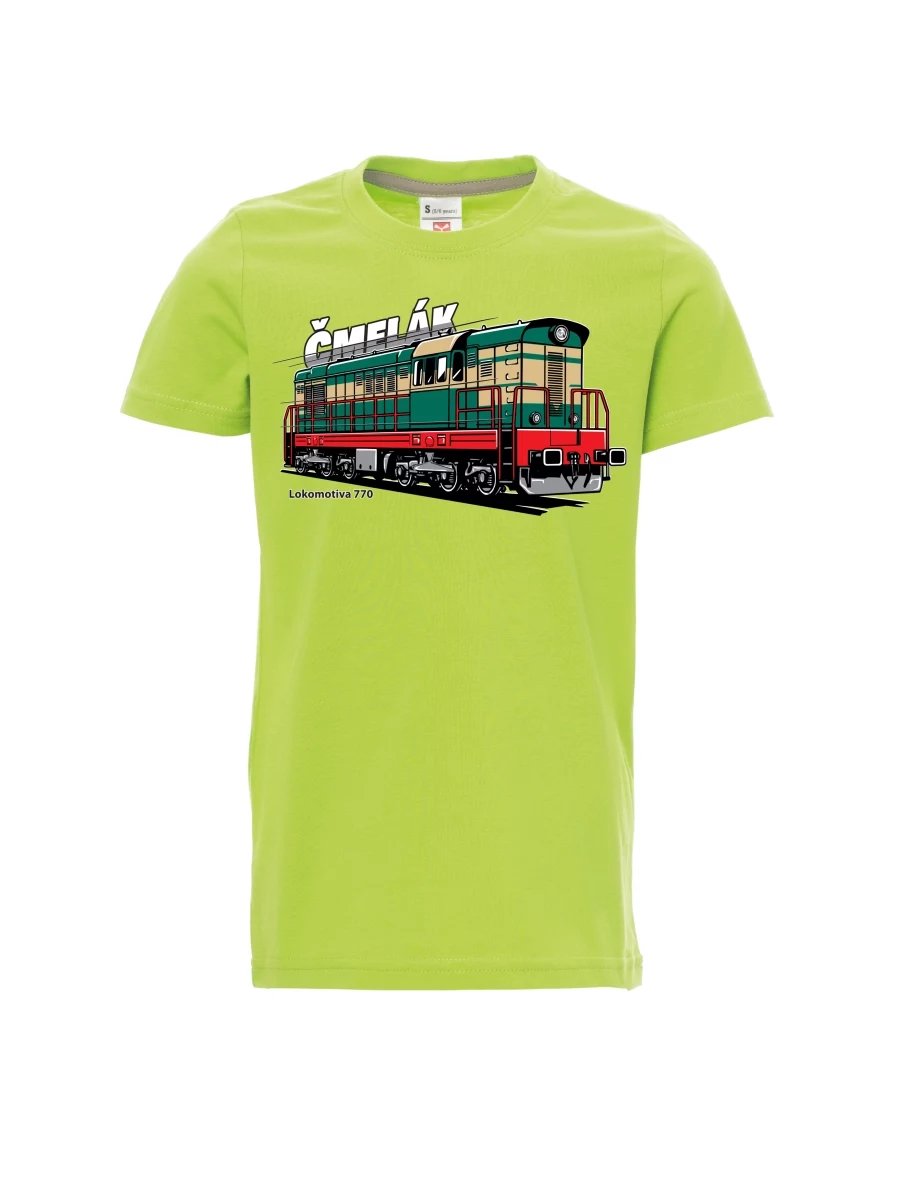 Hellgrünes Kinder T-Shirt Lokomotive 770 „Čmelák“