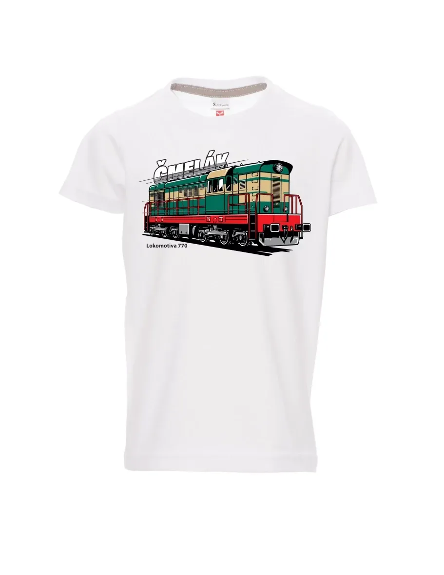 Weißes Kinder T-Shirt Lokomotive 770 „Čmelák“