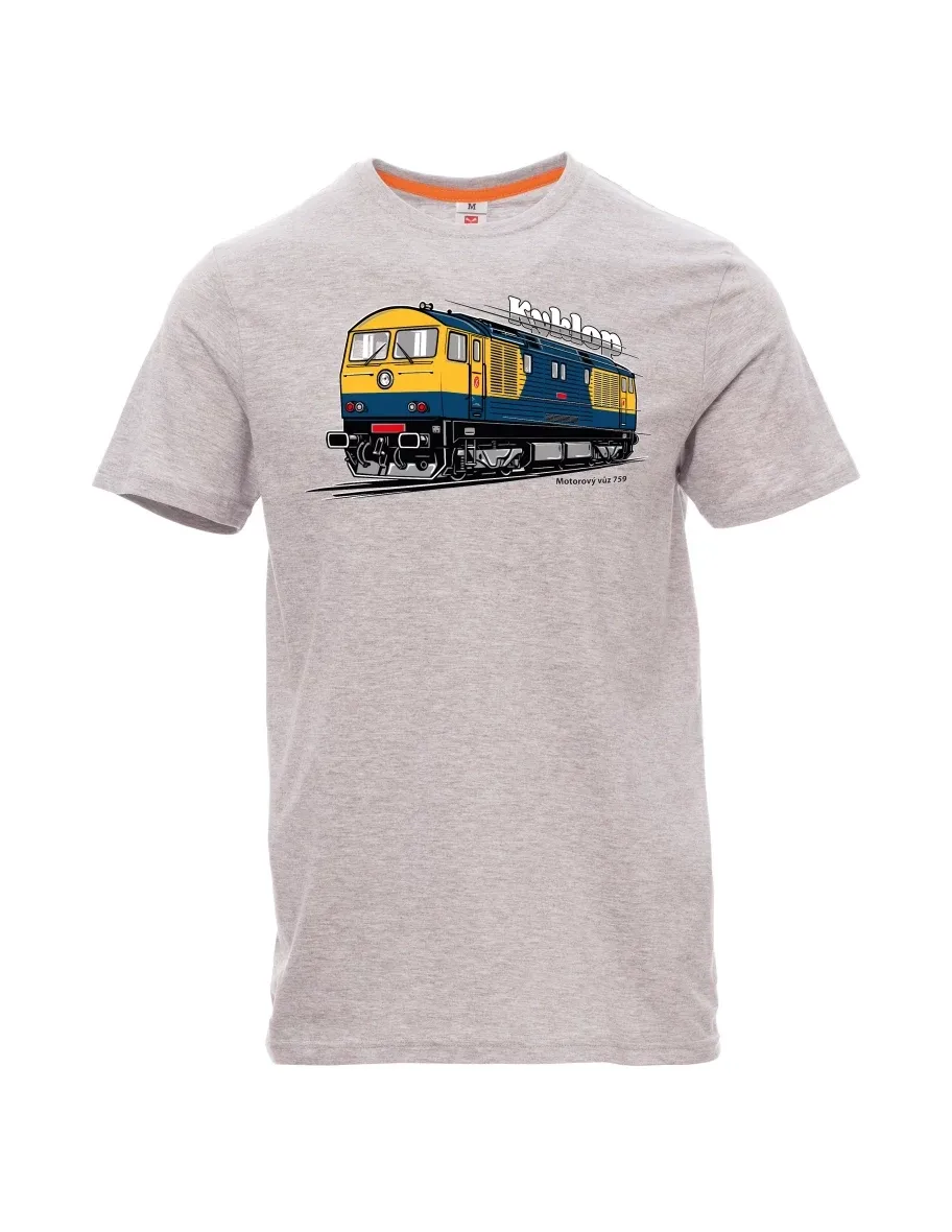 Grau melange T-Shirt für Männer Triebwagen 759 „Kyklop“