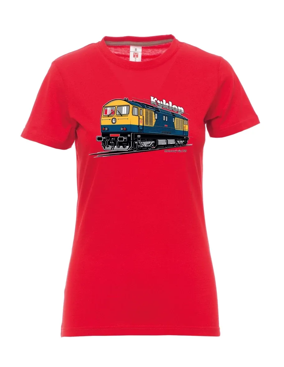 Rotes T-Shirt für Damen Triebwagen 759 „Kyklop“