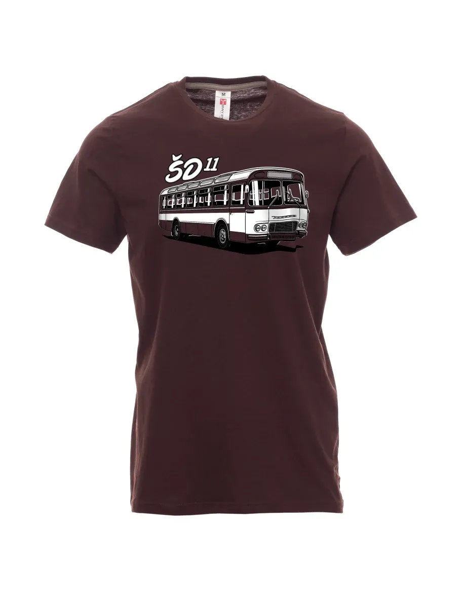 Dunkelbraun T-Shirt für Männer Autobus ŠD 11