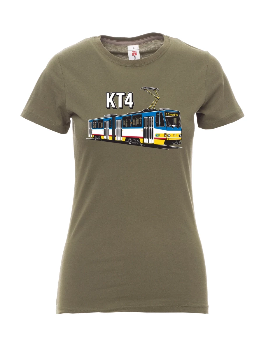 Khaki T-Shirt für Damen Straßenbahn KT4