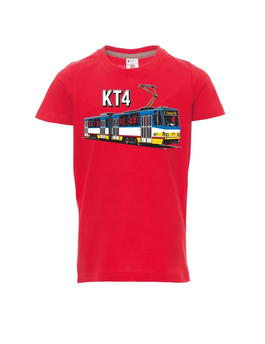 Rotes Kinder T-Shirt Straßenbahn KT4
