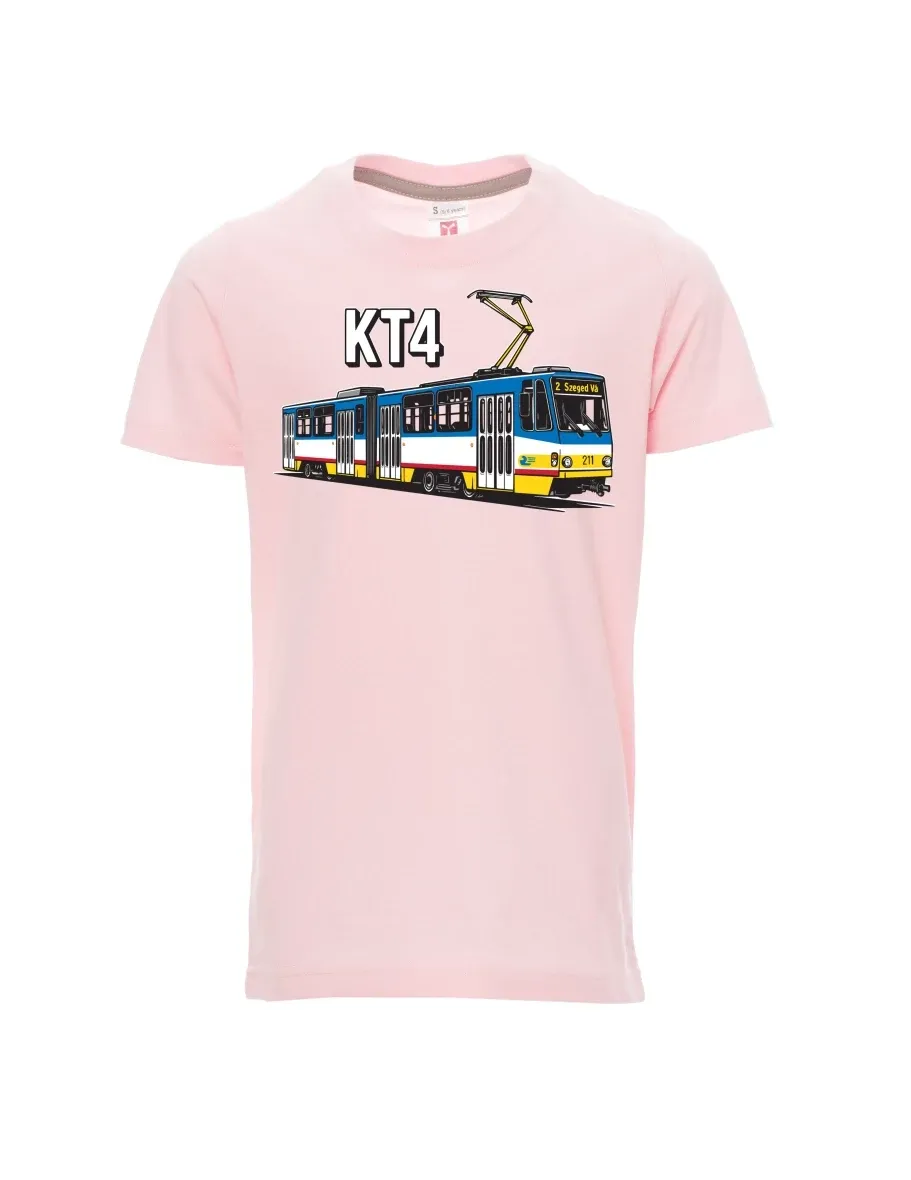 Hell-Pink Kinder T-Shirt Straßenbahn KT4