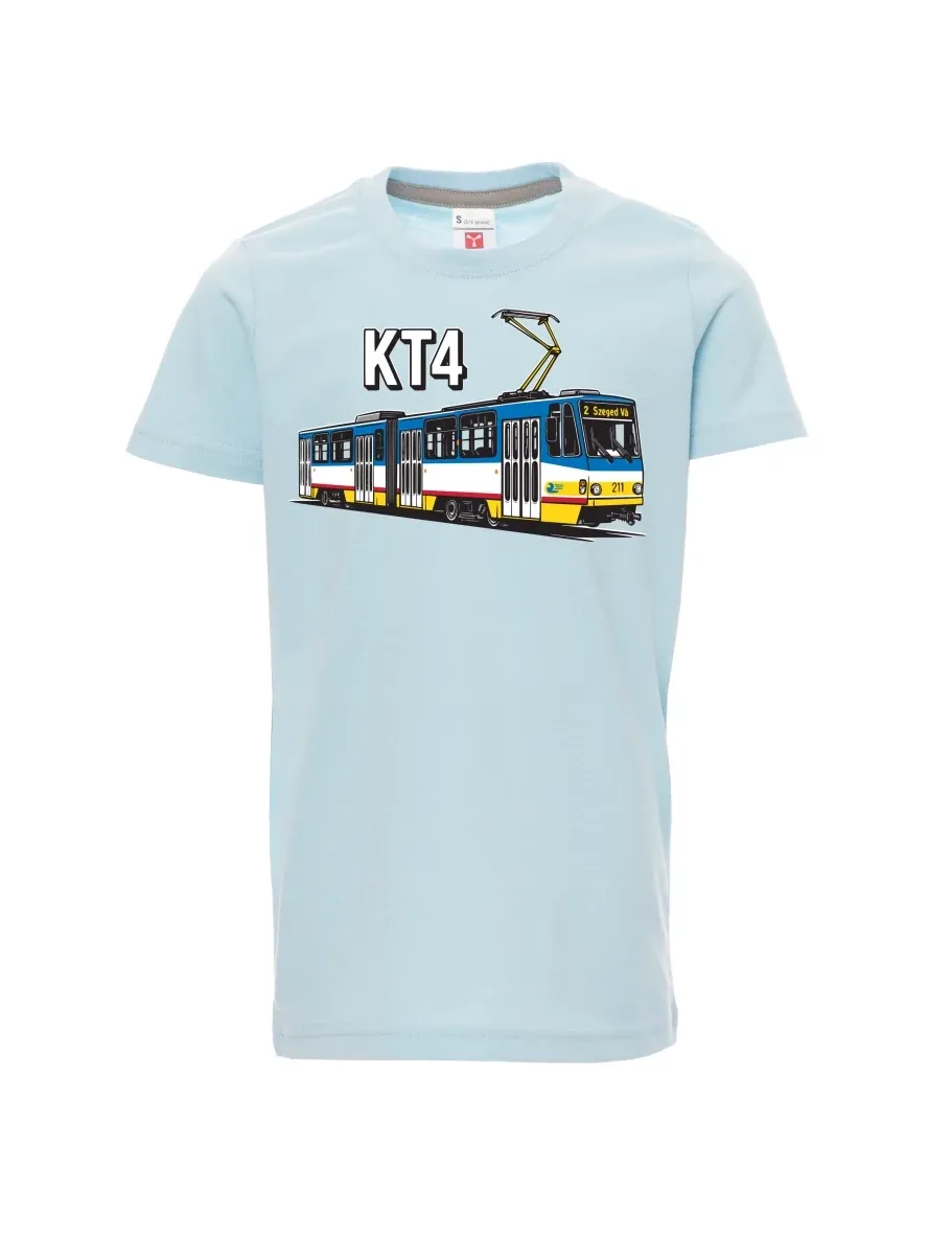 Blassblaues Kinder T-Shirt Straßenbahn KT4
