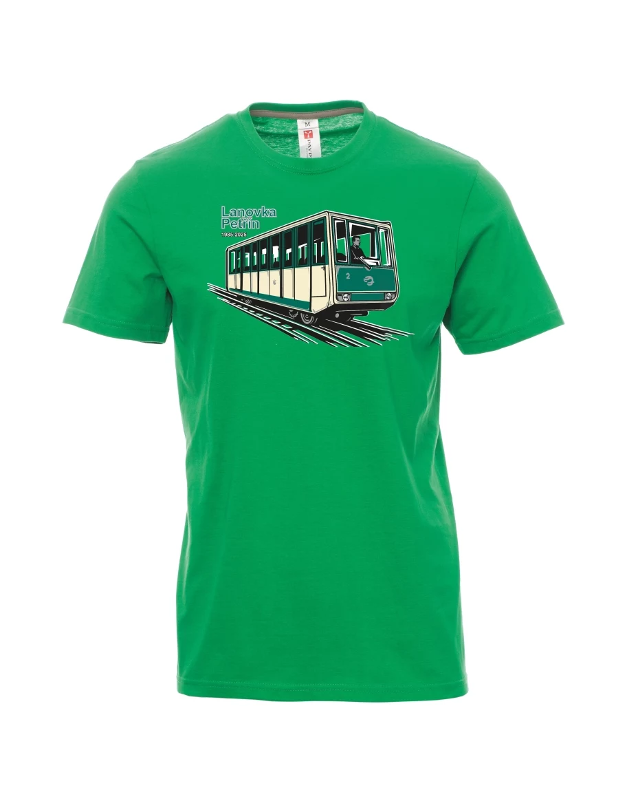Grünes T-Shirt für Männer Seilbahn Petřín