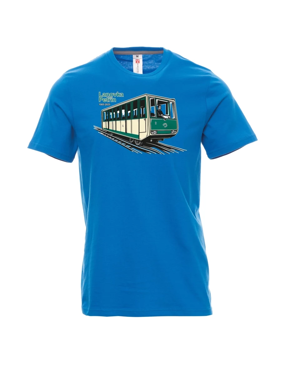 Hellblaues T-Shirt für Männer Seilbahn Petřín