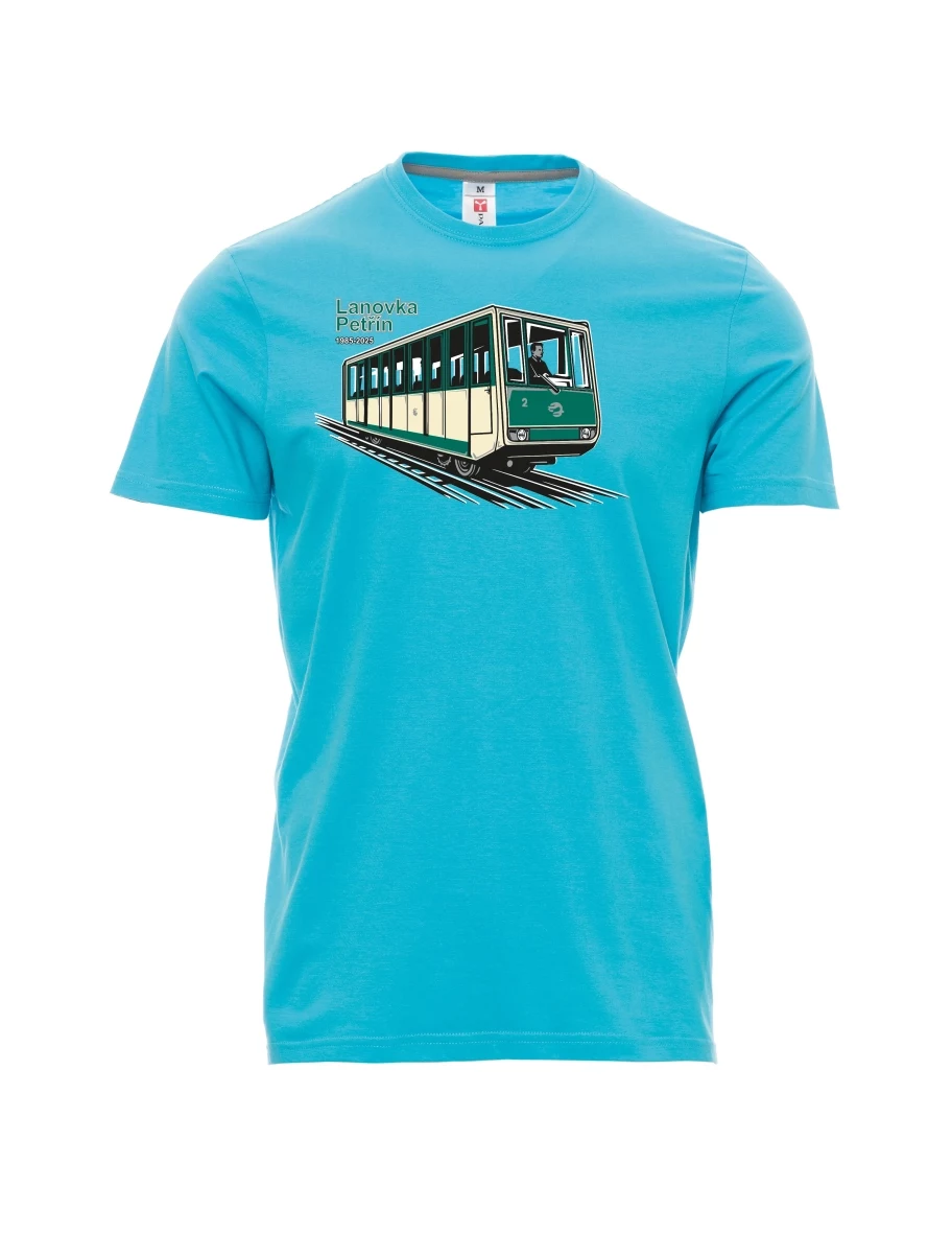 Atoll-blaues T-Shirt für Männer Seilbahn Petřín