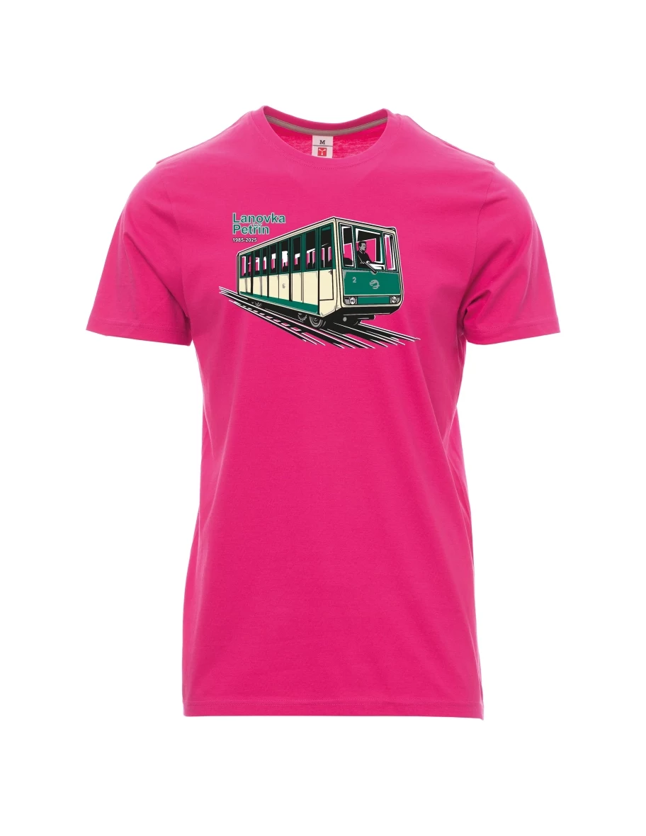 Rosa T-Shirt für Männer Seilbahn Petřín