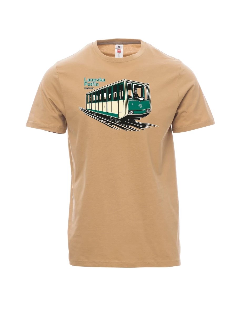 Braunes T-Shirt für Männer Seilbahn Petřín