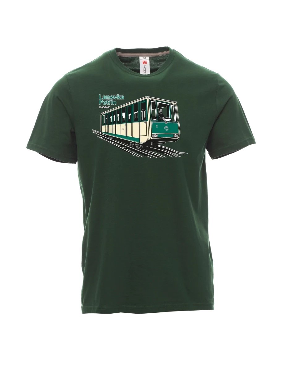 Dunkelgrün T-Shirt für Männer Seilbahn Petřín
