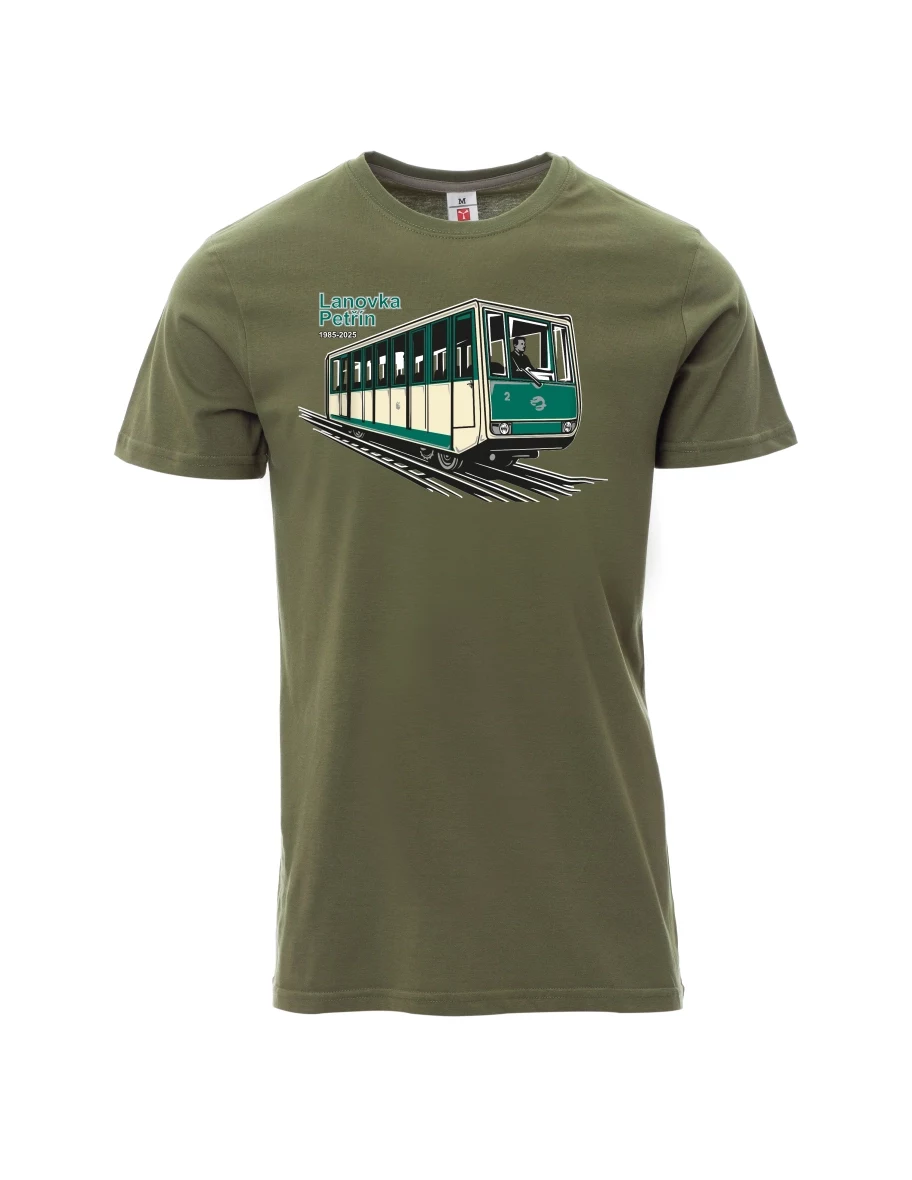 Khaki T-Shirt für Männer Seilbahn Petřín