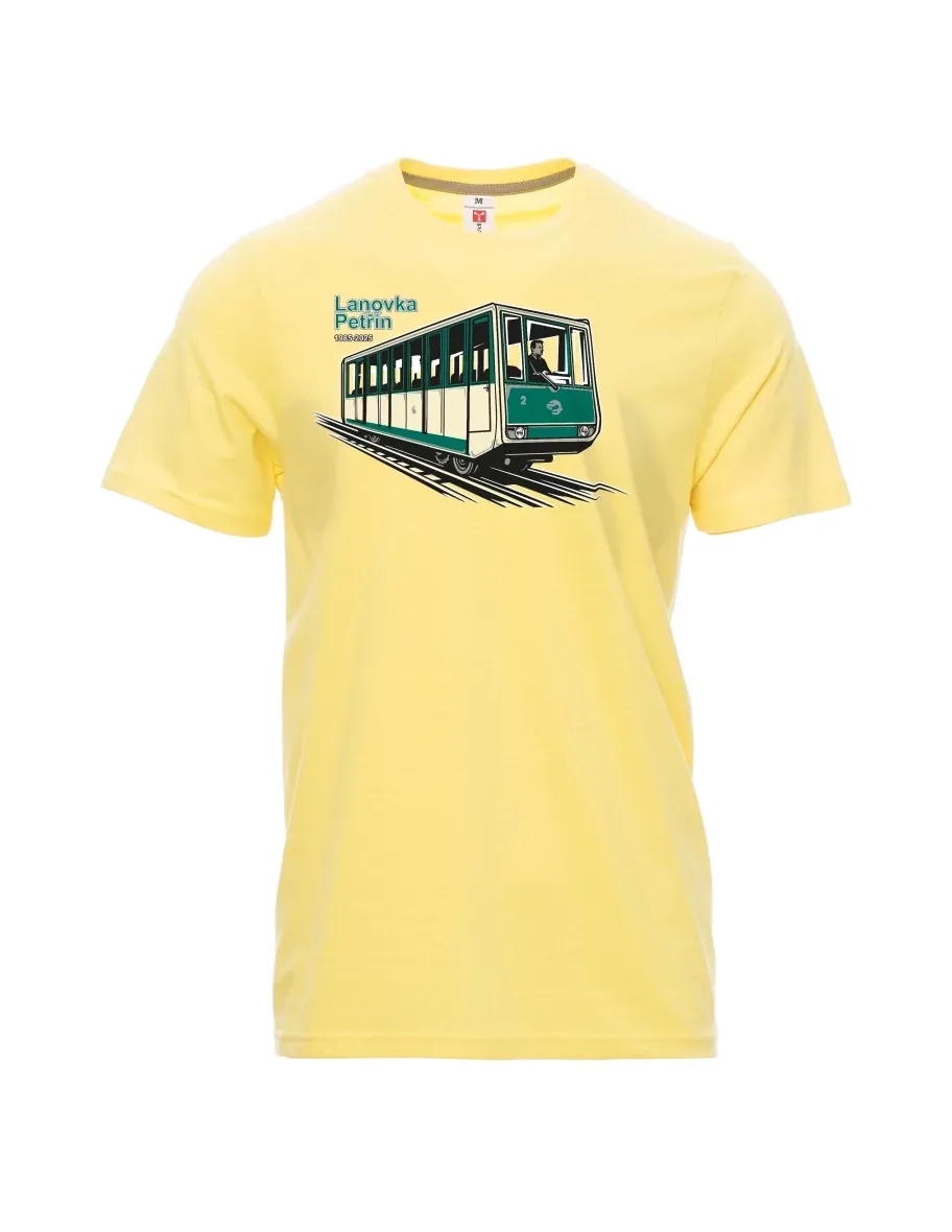 Hellgelb T-Shirt für Männer Seilbahn Petřín