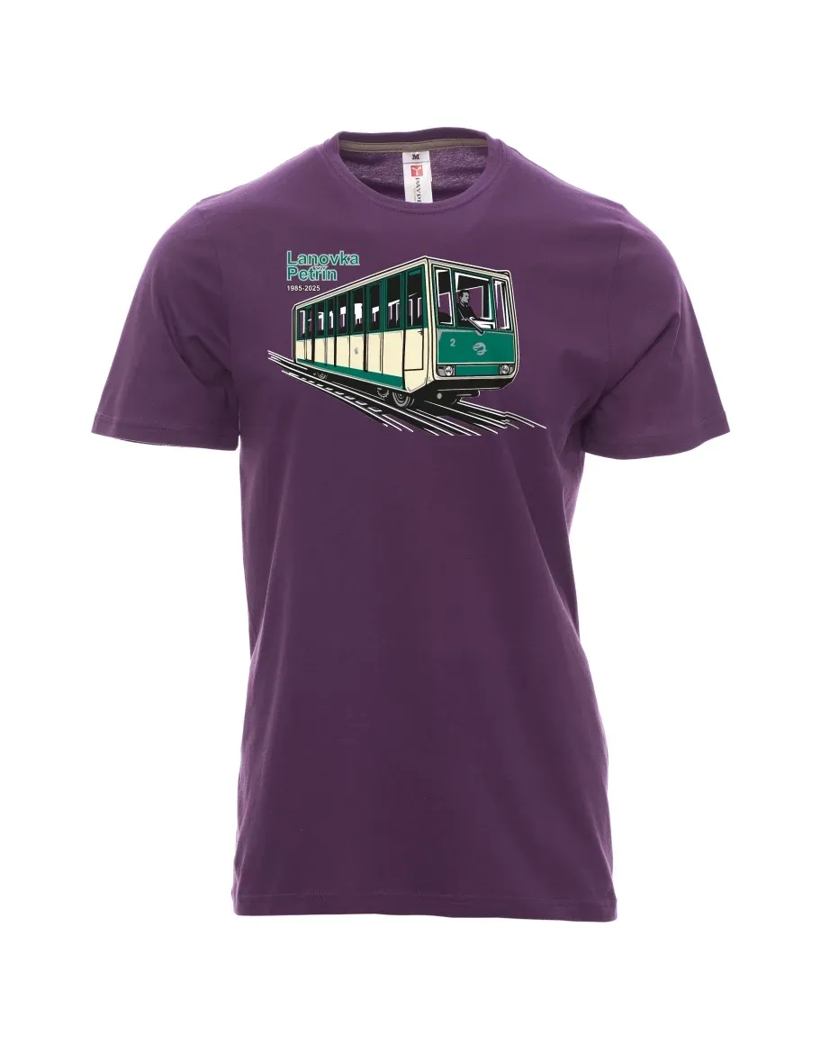 Violett T-Shirt für Männer Seilbahn Petřín