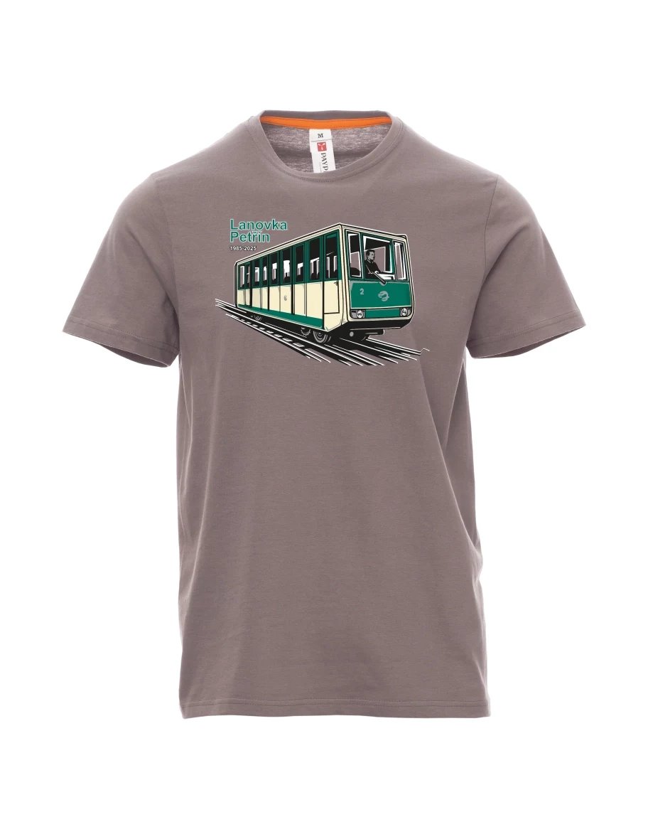 Stahlgrau T-Shirt für Männer Seilbahn Petřín