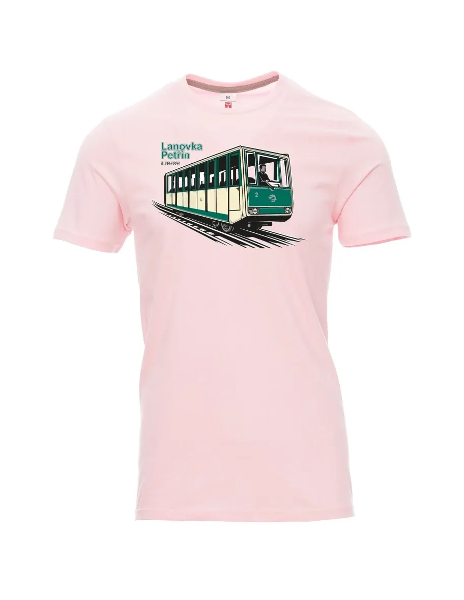 Hell-Pink T-Shirt für Männer Seilbahn Petřín