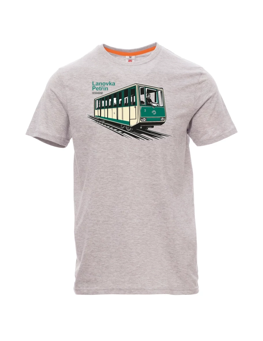 Grau melange T-Shirt für Männer Seilbahn Petřín