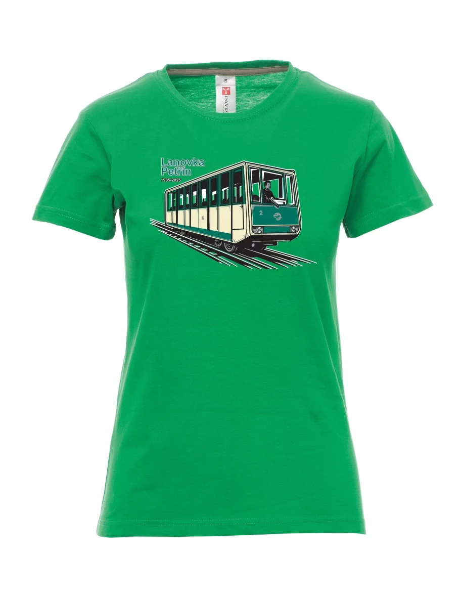 Grünes T-Shirt für Damen Seilbahn Petřín
