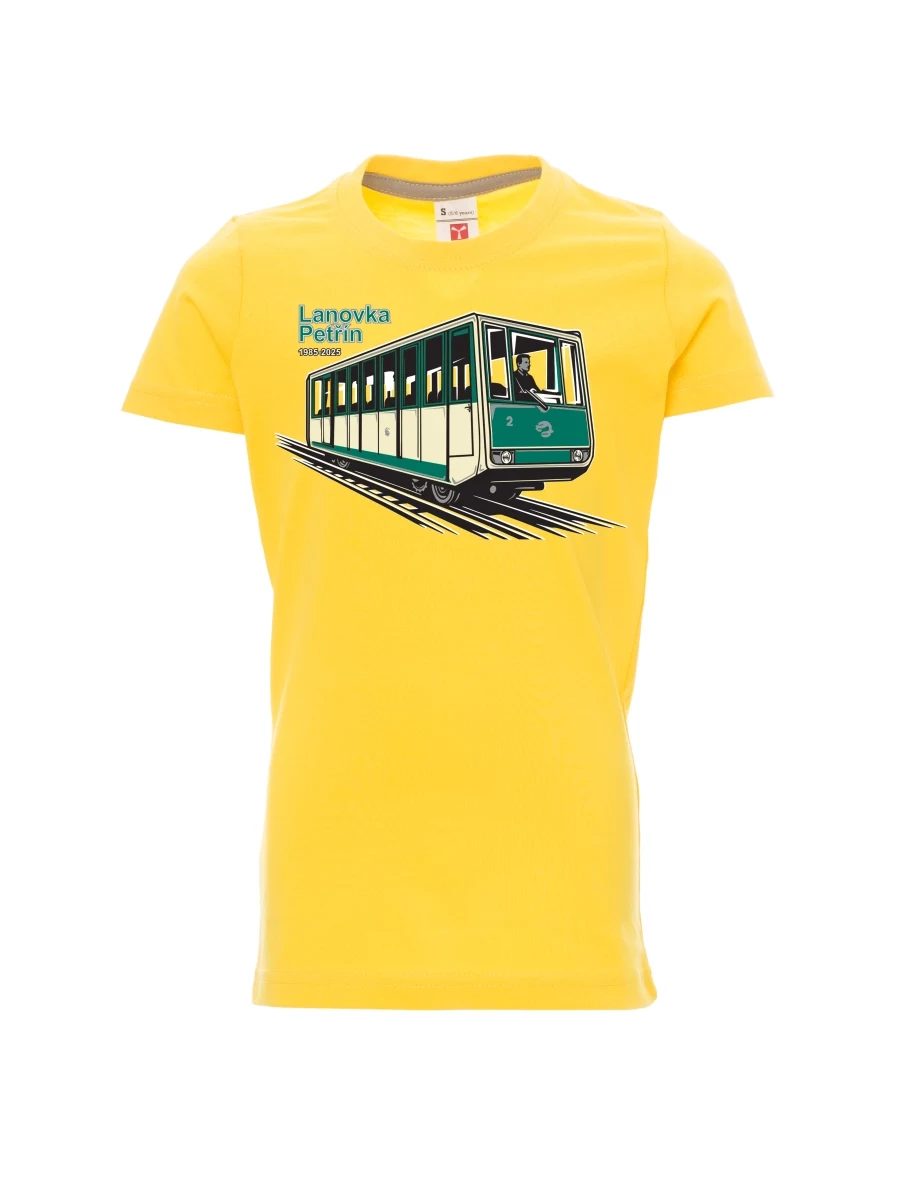 Gelbes Kinder T-Shirt Seilbahn Petřín