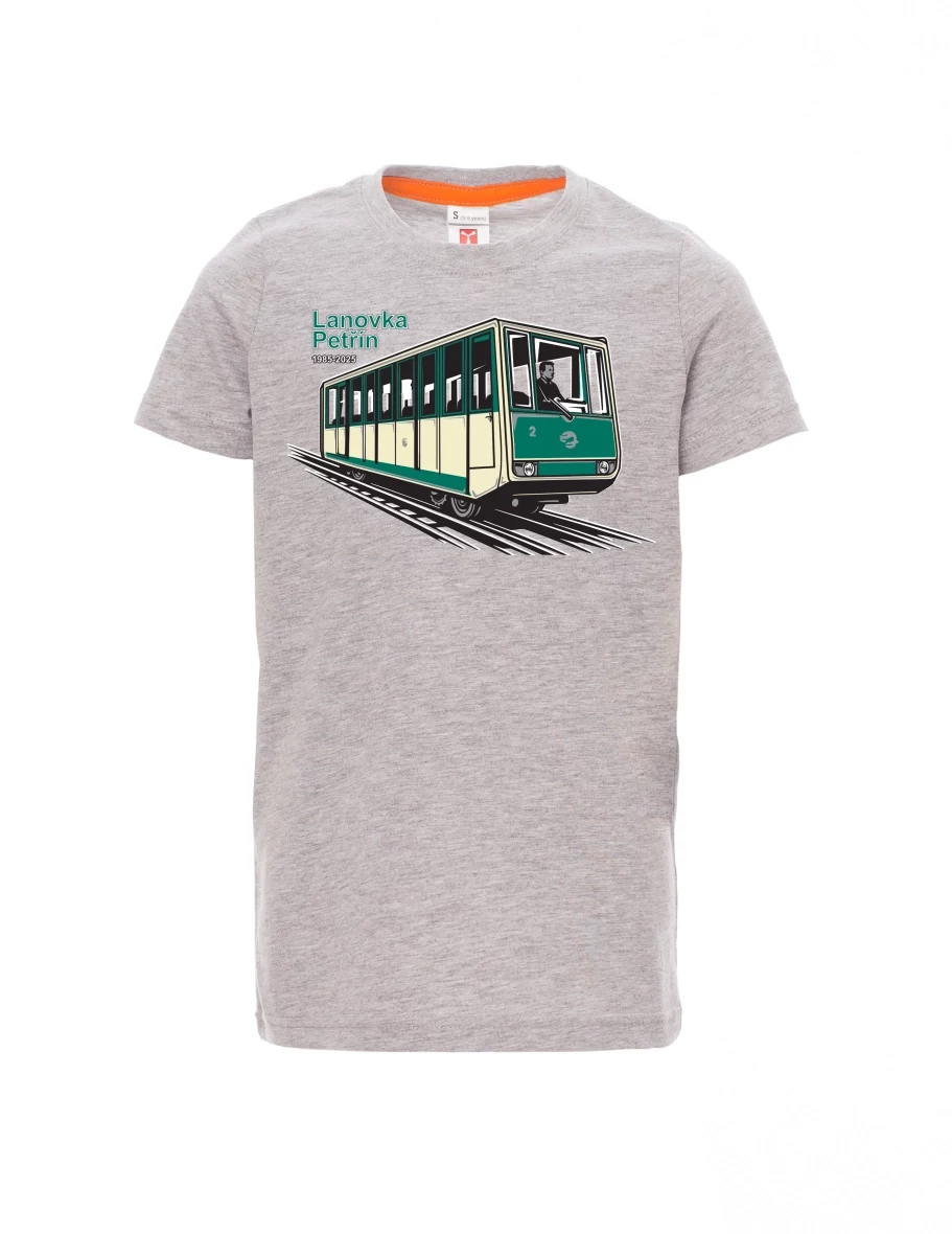 Grau melange Kinder T-Shirt Seilbahn Petřín