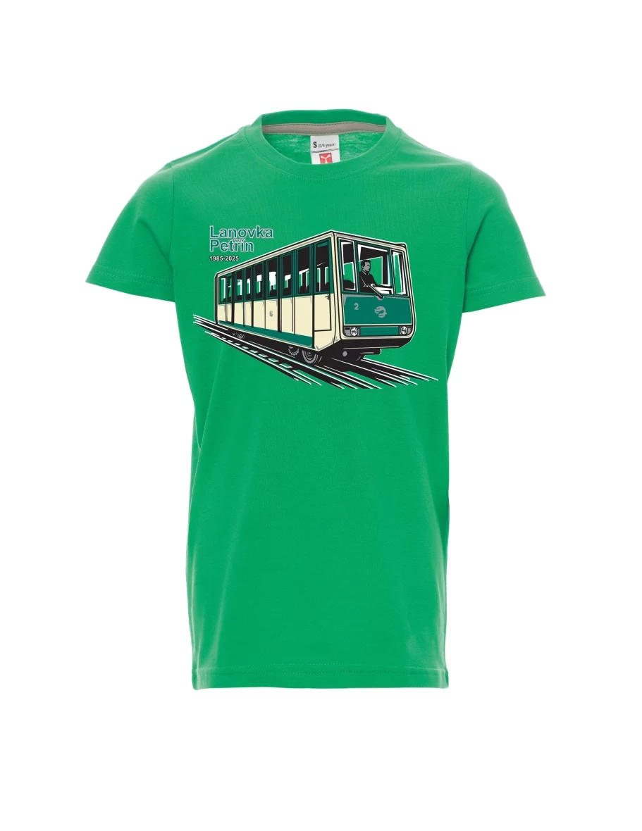 Grünes Kinder T-Shirt Seilbahn Petřín