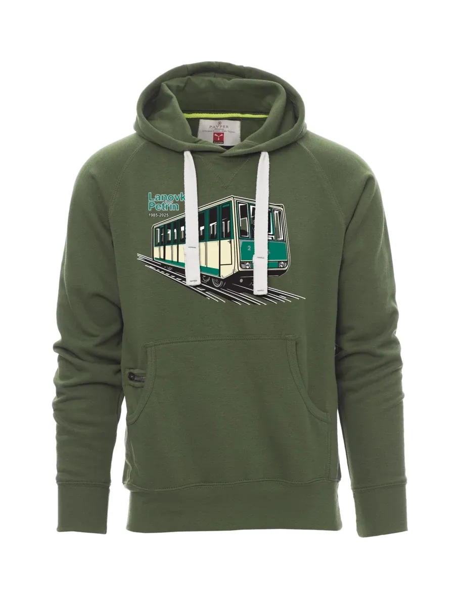 Dunkelgrünes Sweatshirt für Männer Seilbahn Petřín