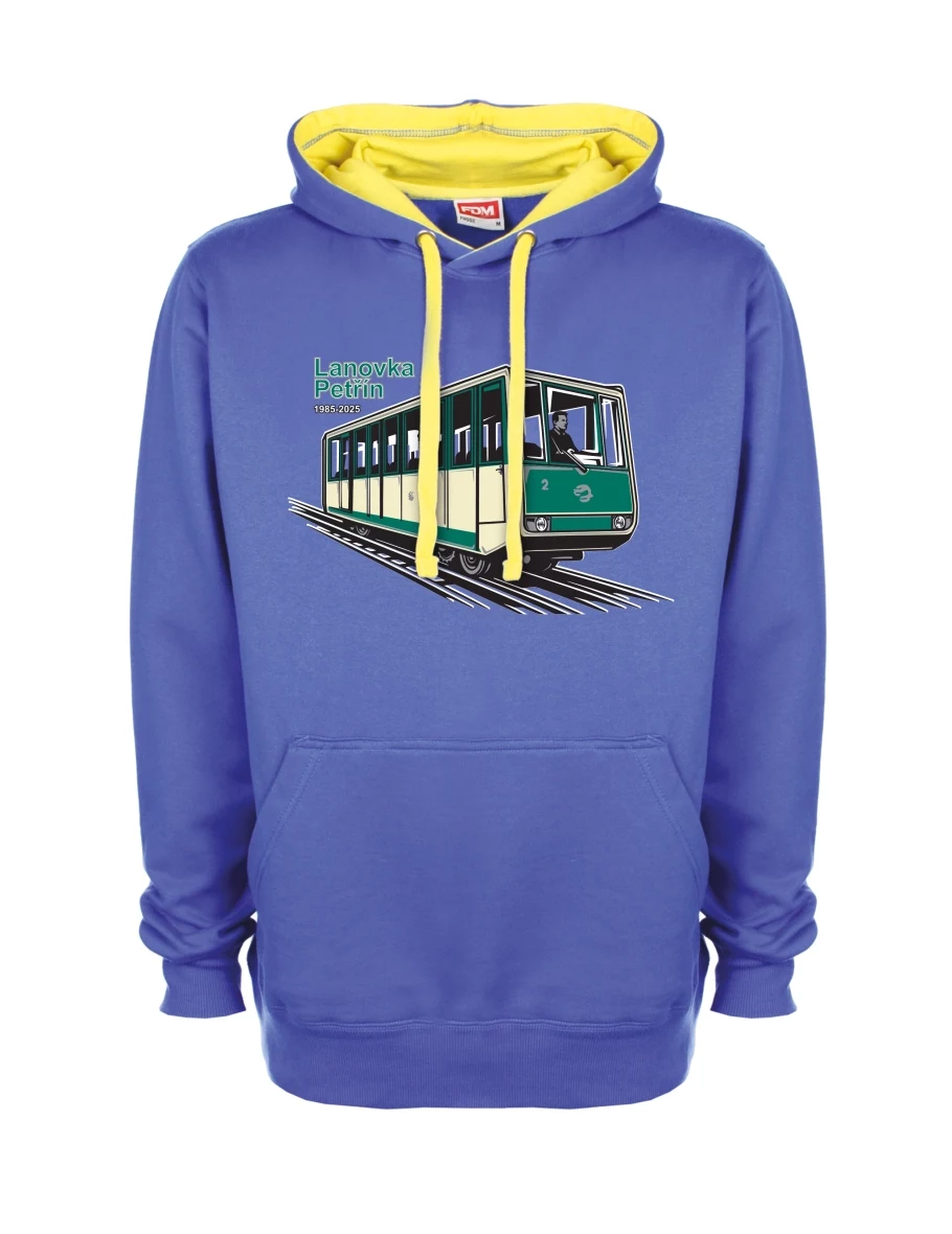 Gelb-blaues Sweatshirt Seilbahn Petřín