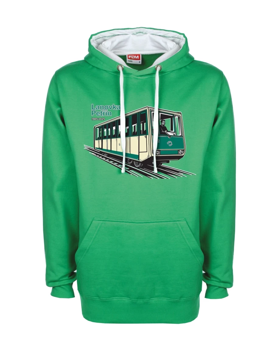 Weiß-grünes Sweatshirt Seilbahn Petřín