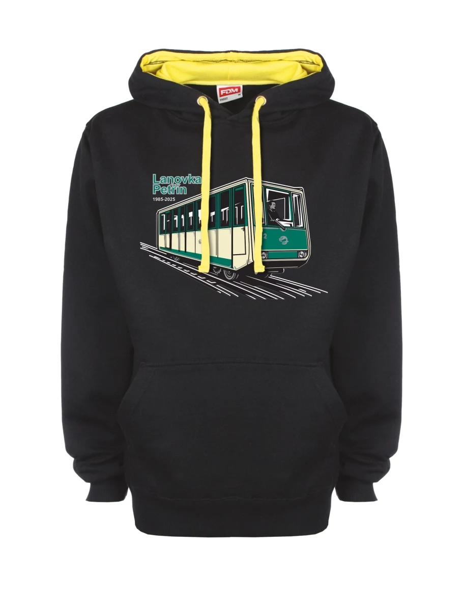Gelb-schwarzes Sweatshirt mit Seilbahn Petřín