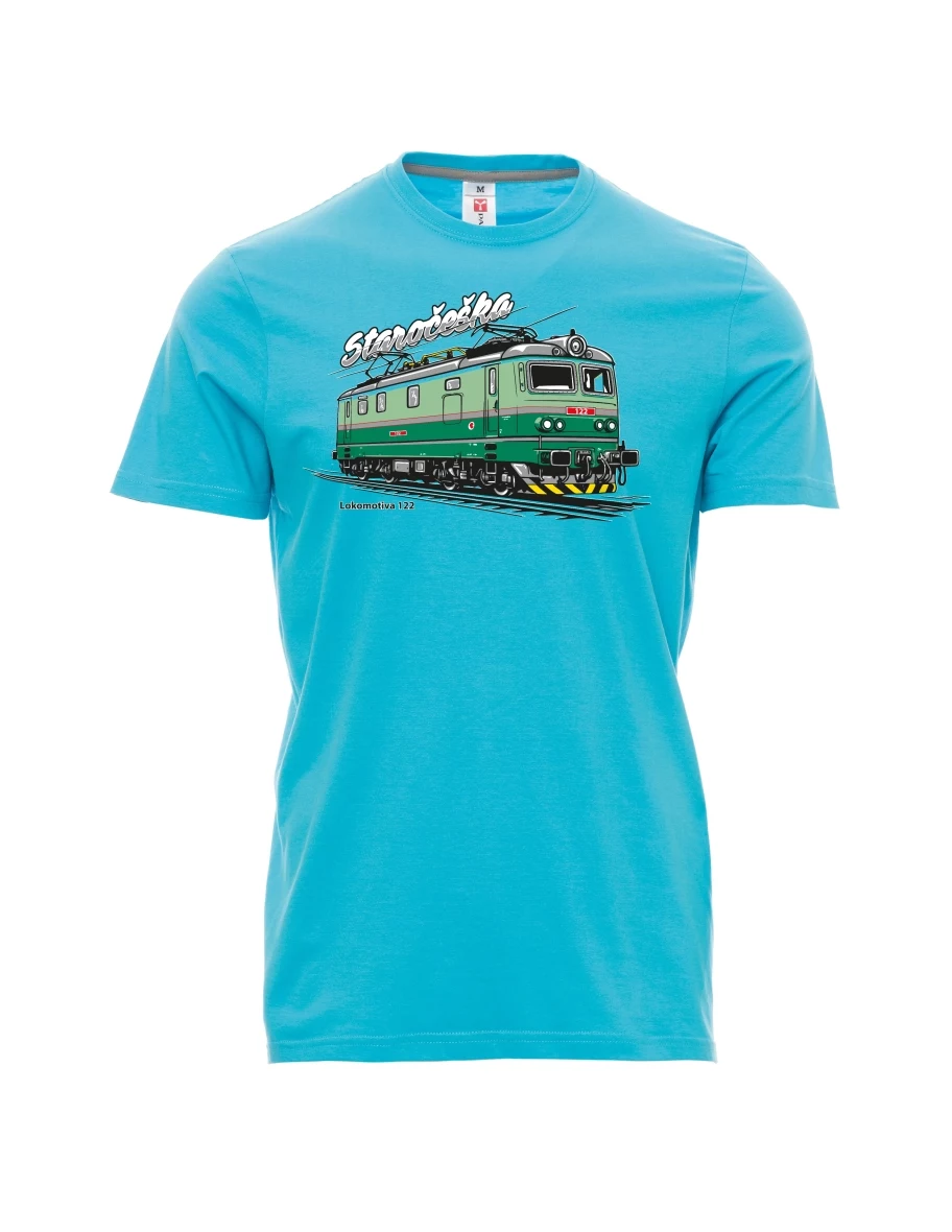 Atoll-blaues T-Shirt für Männer Lokomotive 122 „Staročeška“